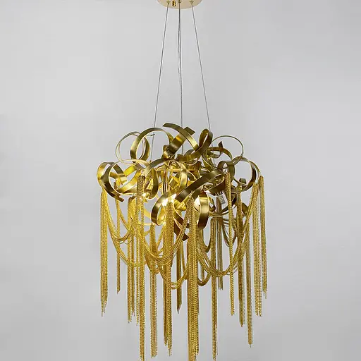 Роскошная подвесная круглая люстра с подвесами в виде цепочек Line.F Md 6011-600 GD - фото 2