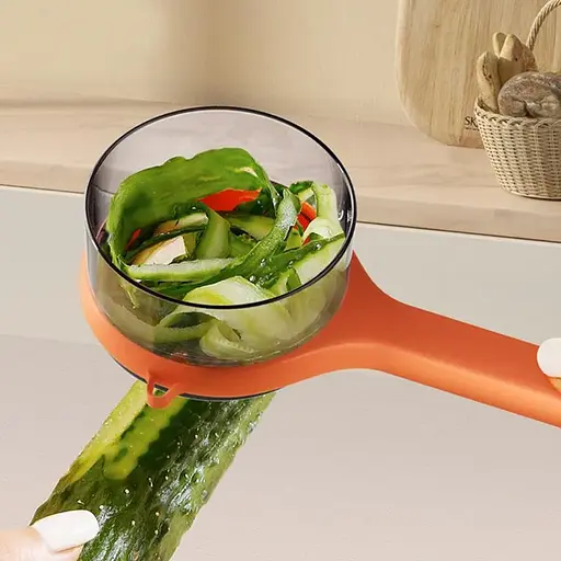 Багатофункціональна овочечистка пілер з відсіком для зберігання, Kitchen Master Помаранчевий 85518 - фото 8