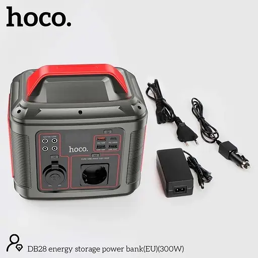 Портативная зарядная станция Hoco DB28 80000mAh (300W) Cеро-красная - фото 7