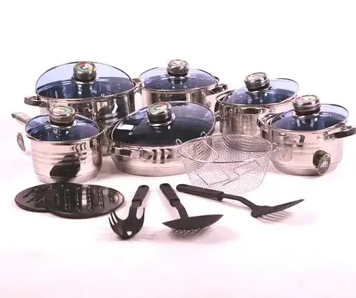 Набор кастрюль с крышками и сковородой Bohmann BH 1800 MRB 19 предметов - фото 2