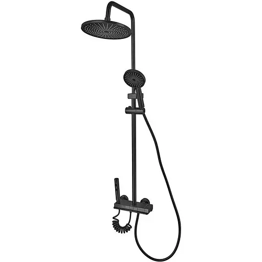 Душева система Champion PBD-009-J з кнопковим перемикачем із алюмінію Black 4 режими CH6549, Чорний матовий - фото 1