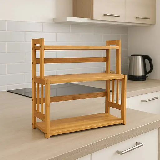 Полка-органайзер Costway Bamboo кухонная стойка бамбук 3 полки - фото 5