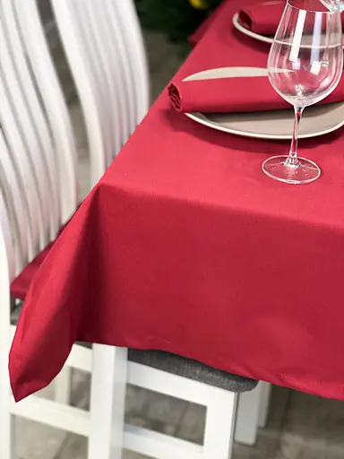 Водоотталкивающая cкатерть новогодняя Бордовый однотон 200х120 см (+ 5 салфеток 30х40) - фото 9