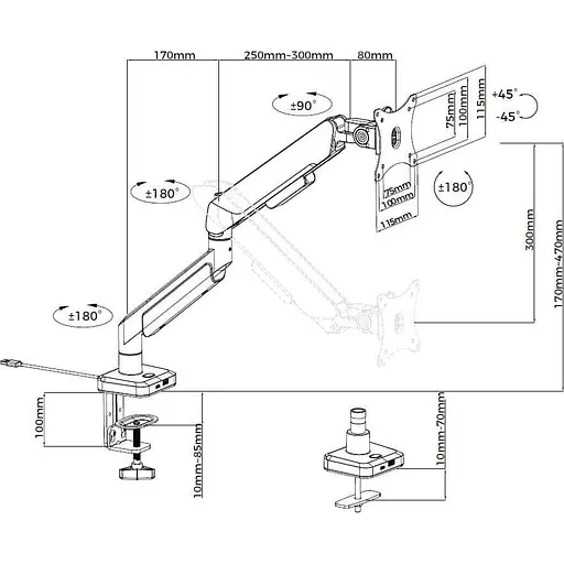Кронштейн Anda Seat Stealth Pro II RGB 17''-42'' Black AD-W-A9X-1S-BB - фото 9