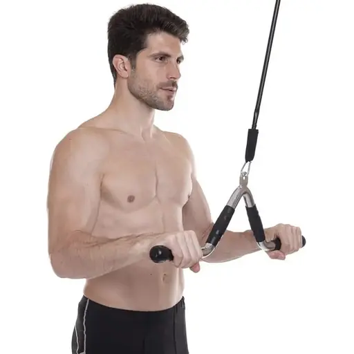 Ручка для тяги York Fitness V-подібна багатофункціональна з гумовими рукоятками, хром - фото 9