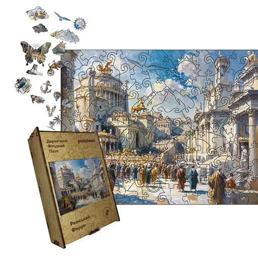 Дерев'яний фігурний пазл Римський Форум, А2, Картонна коробка 300+ елементів