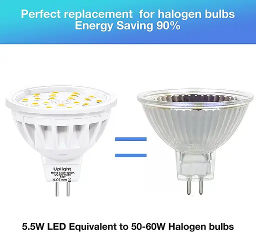 Світлодіодні лампи Uplight MR16 потужністю 5,5 Вт, натуральний білий колір 4000K, еквівалентні галогенні лампи потужністю 50-60 Вт - фото 5