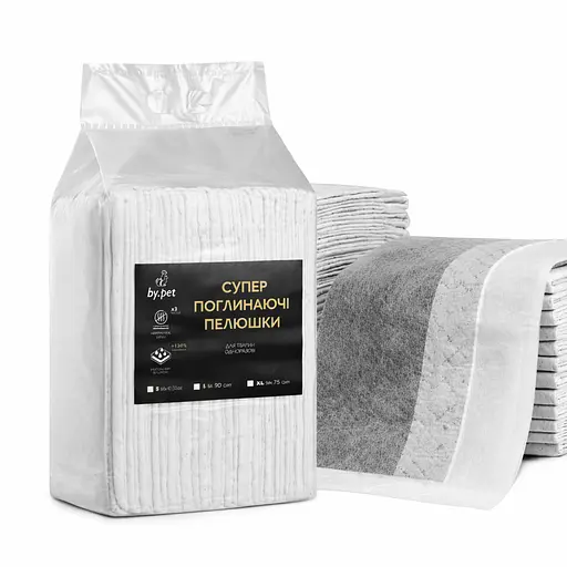 Пелюшки для собак Пухнасте Щастя 90х60 см з бамбуковим вугіллям 20 шт. Чорні - фото 1