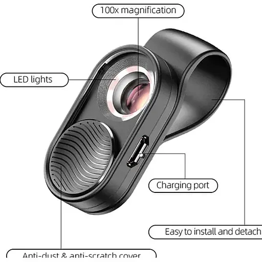 Макрооб'єктив для телефону Apexel LED 100X Microscope Lens (APL-MS01) [84344] - фото 9