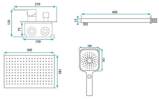 Душова система Rea Moby black + BOX прихованого монтажу REA-P2402, Чорний матовий - фото 5