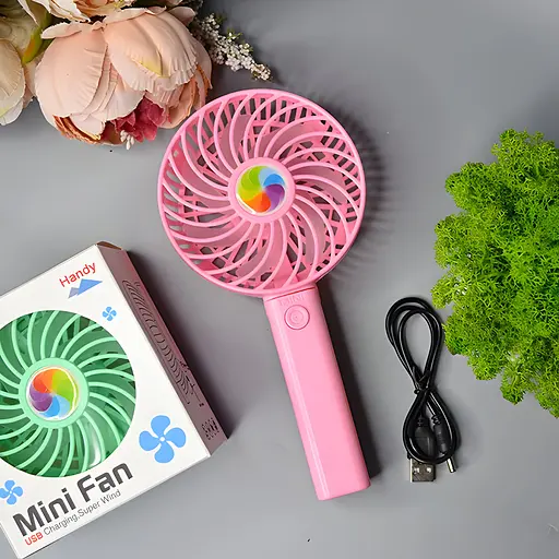 Дитячий портативний USB-вентилятор Mini Fan на акумуляторі рожевий (2628-1) - фото 2
