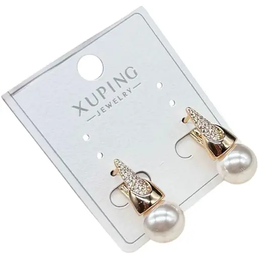 Сережки жіночі з камінчиками Xuping гіпоалергенні під золото - фото 1