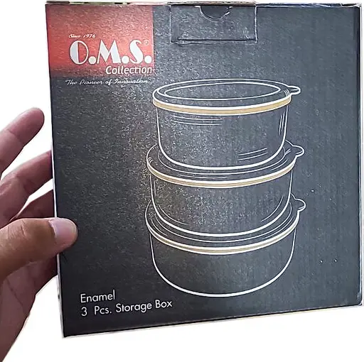 Набор эмалированных контейнеров O.M.S. Collection 10200 для еды 3 предмета Черный (Турция) - фото 9