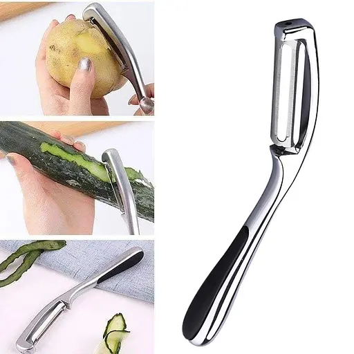 Ніж економка овочечистка для тонкого чищення овочів та фруктів з нержавіючої сталі 16.5 см, Kitchen Master Сріблястий 87294 - фото 2
