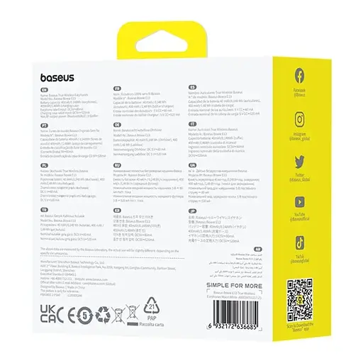 Бездротові навушники Baseus Bowie E13 True Wireless Earphones, BT5.3, 40mAh, 400mAh, 6h, White A00059701217-Z1 - фото 7