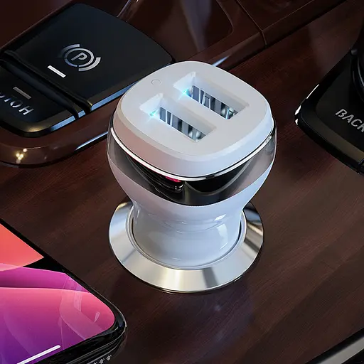 Адаптер автомобильный HOCO Superior dual port car charger Z40 зарядный 2 порта белое - фото 3