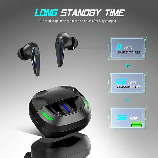 Ігрові бездротові навушники BX16 Gaming TWS чорний - фото 3