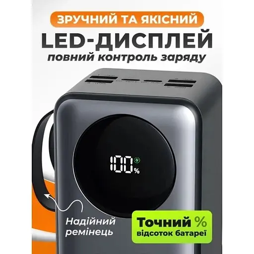 Портативное зарядное устройство для Power Bank KPG-402X 40000 mAh павербанк с дисплеем Черный/Серый - фото 8