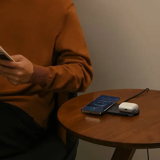 Бездротовий зарядний пристрій Baseus Digital LED Display 2in1 Wireless Charger 20W Black Universal version - фото 7