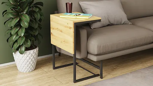 Стіл журнальний приставний Террі Комбо Ferrum-decor 345x662x440 Чорний метал ДСП Дуб Артізан 16 мм (FRD-105141) - фото 6