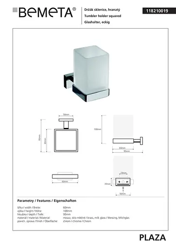 Склянка з тримачем Bemeta Plaza скло 118210019 білий - фото 2