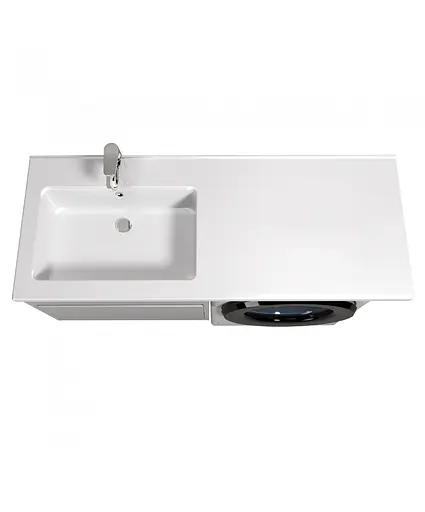 Тумба Мойдодир Wing 60-А-W з умивальником Rodeo 120 L з крилом над пралкою підвісна Білий - фото 7