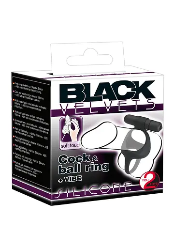 Виброкольцо Black Velvets Cock & Ball Ring 7 см черный - фото 10