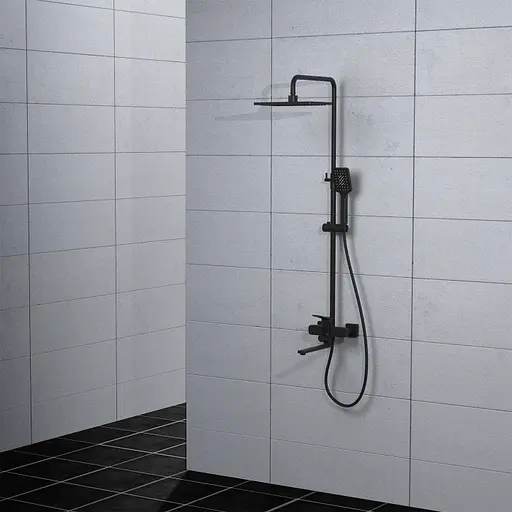 Душевая система Frap F2462, поворотный излив - переключатель на лейку, 3 режима, Черный матовый - фото 2