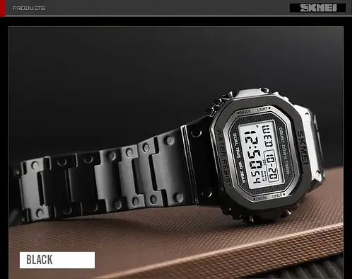 Чоловічий наручний годинник Skmei 1456 Singapore Чорний - фото 6