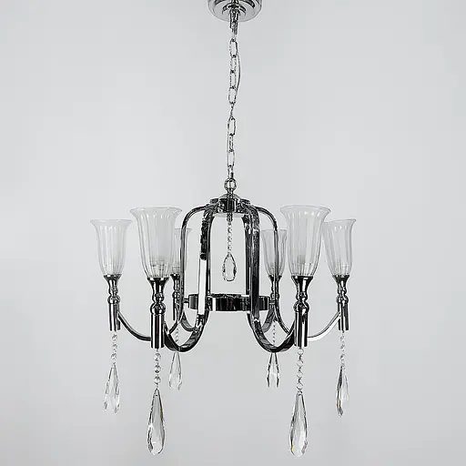 Класична люстра на 6 ламп із кришталевими підвісами Line.F AT 23/6 - фото 1