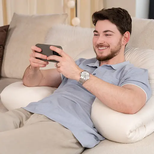 Подушка Sonex Basic Flex для беременных и отдыха П-образная антиаллергенная 135x68x25 бежевая (SO102579) - фото 10