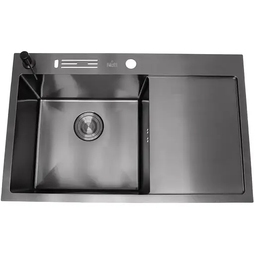Чорна раковина на кухню Nett NB-7848(R) з правим крилом - фото 7