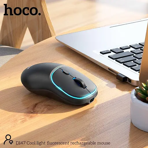 Миша Hoco DI47 Cool світло-флуоресцентна акумуляторна миша 2.4G / BT чорна - фото 8