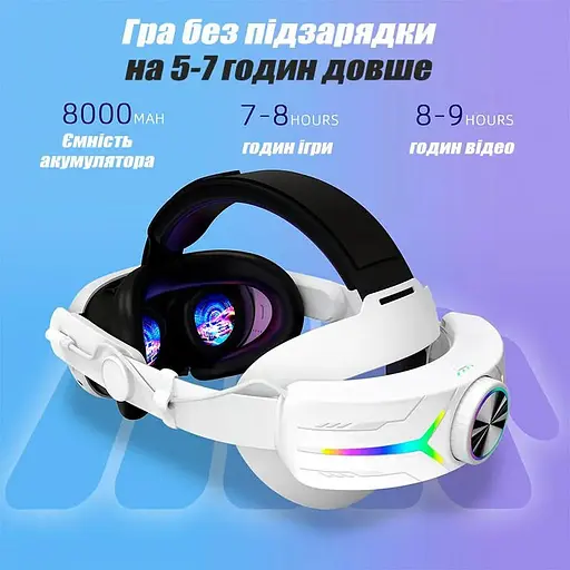 Кріплення-ремінець для VR окулярів Meta Oculus Quest 3 з акумулятором RGB 8000 mAh - фото 3