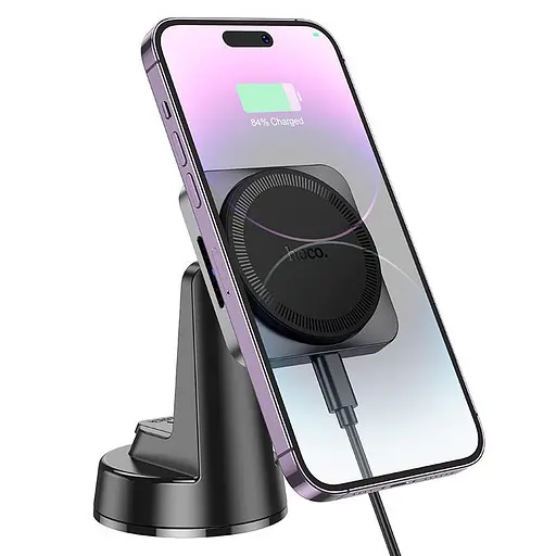 Держатель Hoco Speed magnetic wireless fast charging Car holder HW16 center console 15W 4.5-7" - фото 2
