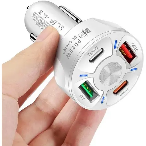 Автомобильное зарядное устройство No Brand CWa 2USB 2Type-C PD20W QC 3.0 White (3650552) - фото 4