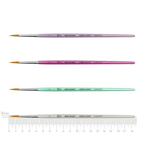 Пензель синтетика кругла для декору HOBBY & CRAFT 3 коротка ручка Rosa TALENT [CD]