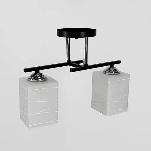 Прямокутний плафонний світильник на 2 лампи в чорному корпусі 34х15 см | Арт. 6944/2 BK+CH | Line F - фото 2