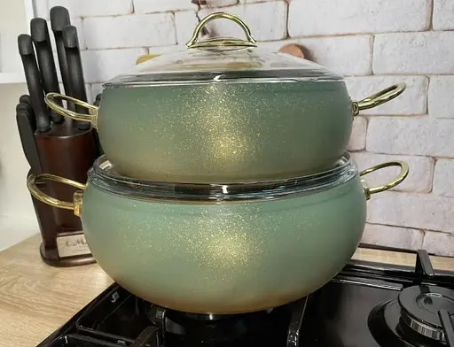 Набір каструль O.M.S. Collection 3024 з гранітним покриттям 9 предметів Зелений (Туреччина) - фото 5