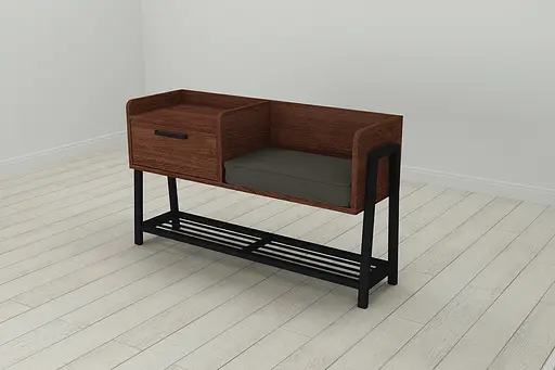 Банкетка з тумбочкою Ferrum-decor Бланка 540x1000x320 метал Чорний ДСП Венге 16 мм (FRD-105310) - фото 4