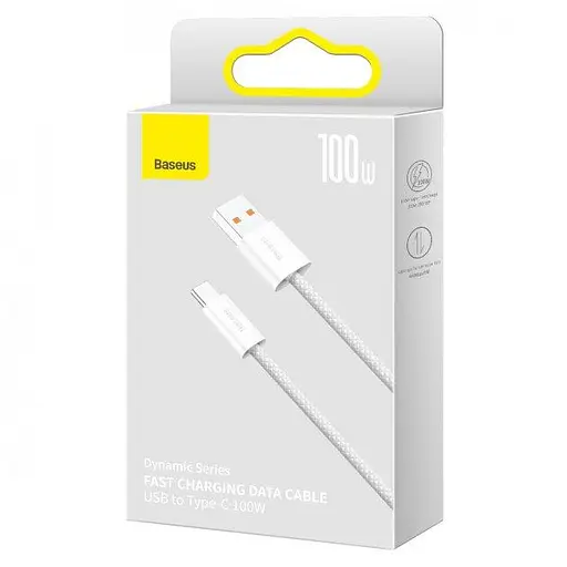 Кабель Baseus Dynamic Series Fast Charging Data Cable USB to Type-C 100W 1 м Білий - фото 3