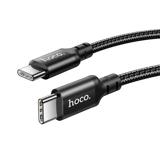 Кабель HOCO X14 Type-C to Type-C 60W, 1m, nylon, aluminum connectors, Black - фото 4