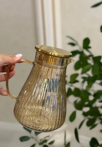 Кувшин Vittora Hola VT-5904-1500 стеклянный с крышкой из стали Золотистый 1500 мл - фото 5