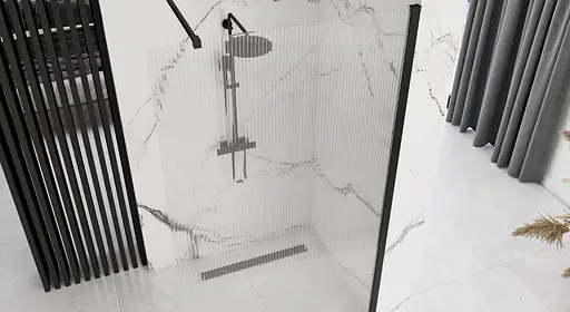 Душова стінка Rea Aero 90 intimo black REA-K4123, прозорий, чорний матовий - фото 6