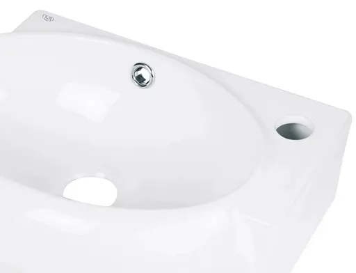 Комплект Qtap Leo: Раковина підвісна овальна права 430x285x160 мм White + Донний клапан PU02O (QT11115011RWN47333) - фото 4