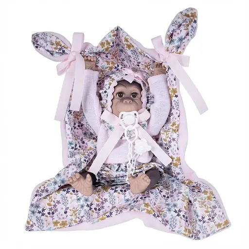 Лялька Munecas De Cuna Мавпочка з ковдрою різнокольорова/рожева 36 см (B36503)