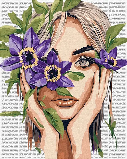 Набор для рисования по номерам "Барвиста поезія: Клематис" Ideyka 40х50 см КНО8582