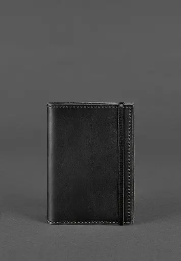 Кожаная обложка для паспорта 1.0 черная Crazy Horse - фото 2