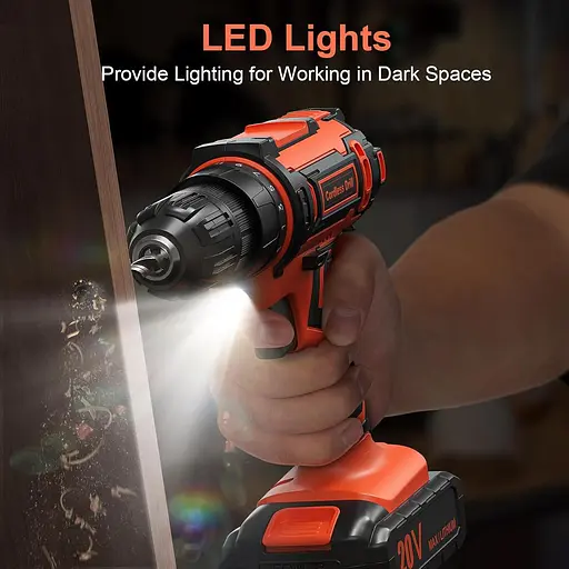 Набір акумуляторних свердел, електричний дриль VIWKO 20 В із блоком живлення 2.0 Ah і зарядним пристроєм, 3/8-дюймова електрична - фото 2