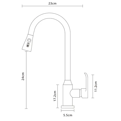 Змішувач кухонний EcoMIX Stella STL-2031-GP витяжний з лійкою для миття посуду нержавійка графіт - фото 2